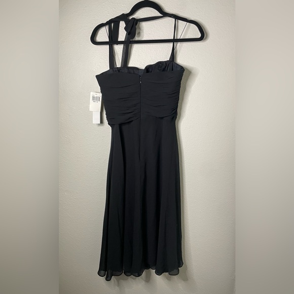 NWT Maggy London 100% Silk Black Halter Ruffle Cocktail Dress - Picture 2 of 6
